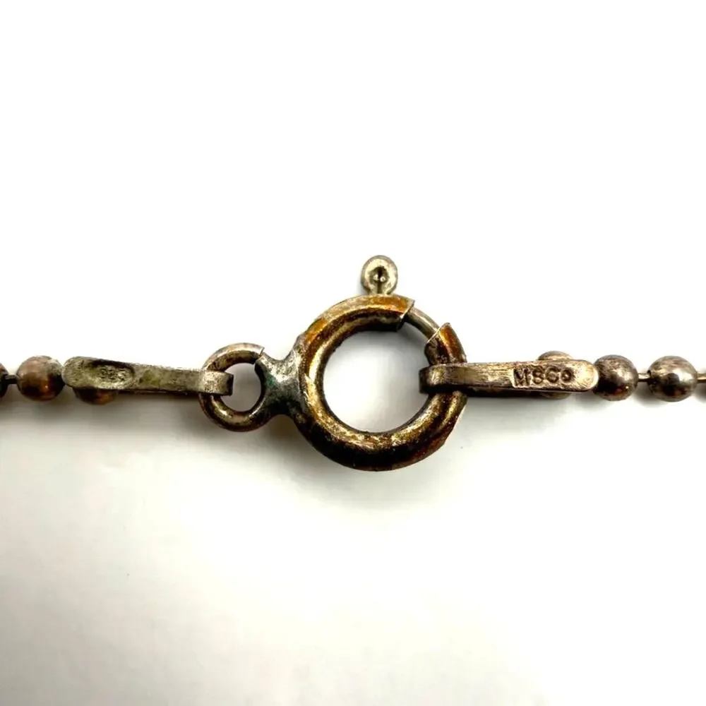 925 Sterling Silver Turquoise Native American Etched Ring Pendant Ball Chain 16" - Picture 7 of 9